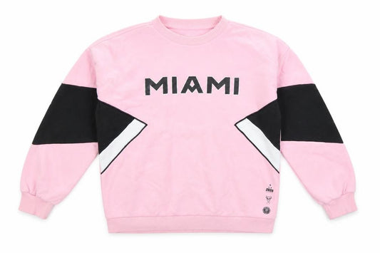 Front view of M&S girls’ pink 11-12 years pullover mls miami colourblock sweatshirt