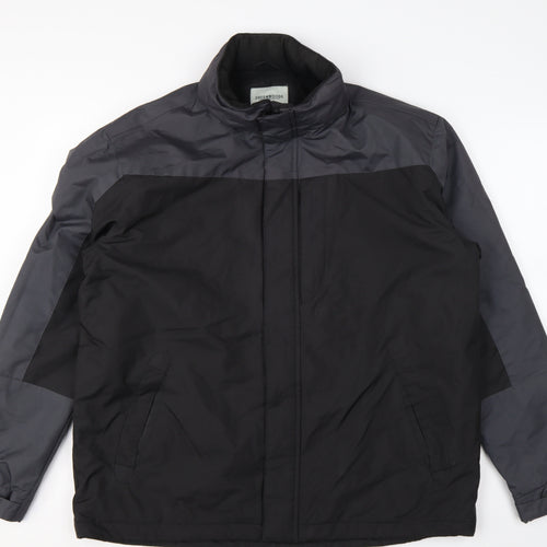Greenwoods Men’s Black Grey Large Lined Full Zip Jacket Casual