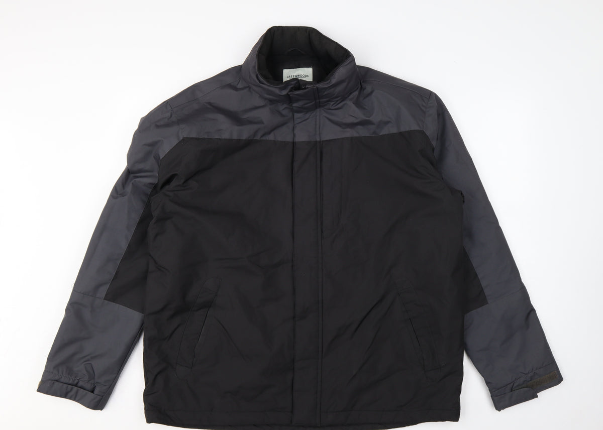 Greenwoods Men’s Black Grey Large Lined Full Zip Jacket Casual