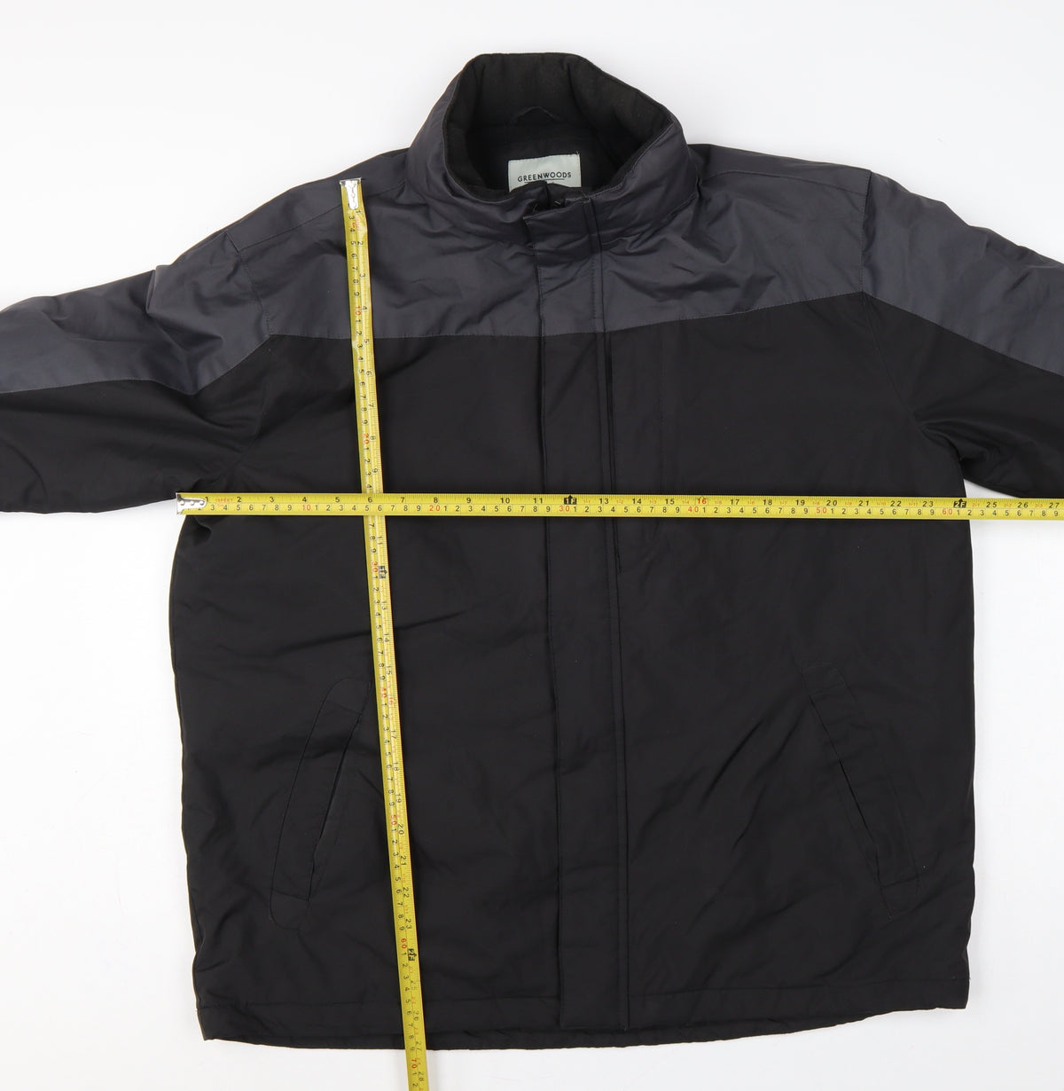 Greenwoods Men’s Black Grey Large Lined Full Zip Jacket Casual