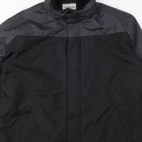 Greenwoods Men’s Black Grey Large Lined Full Zip Jacket Casual