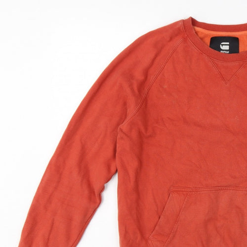 G-Star RAW Men’s Orange M Pullover Crew Neck Logo Sweatshirt