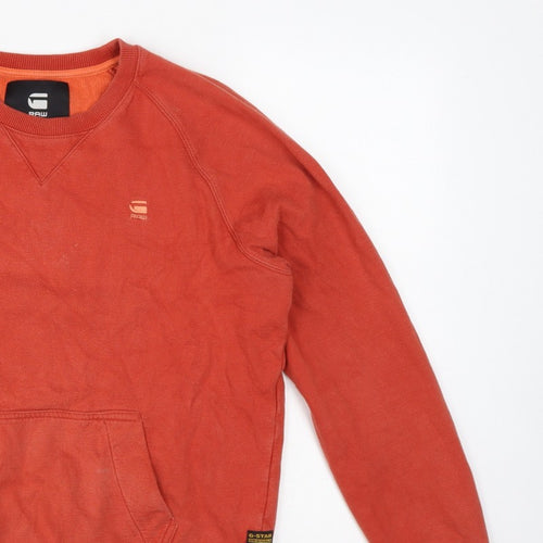 G-Star RAW Men’s Orange M Pullover Crew Neck Logo Sweatshirt