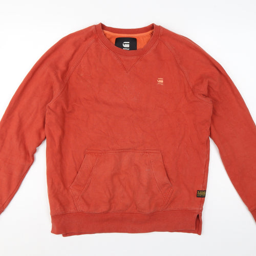 G-Star RAW Men’s Orange M Pullover Crew Neck Logo Sweatshirt
