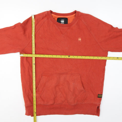 G-Star RAW Men’s Orange M Pullover Crew Neck Logo Sweatshirt