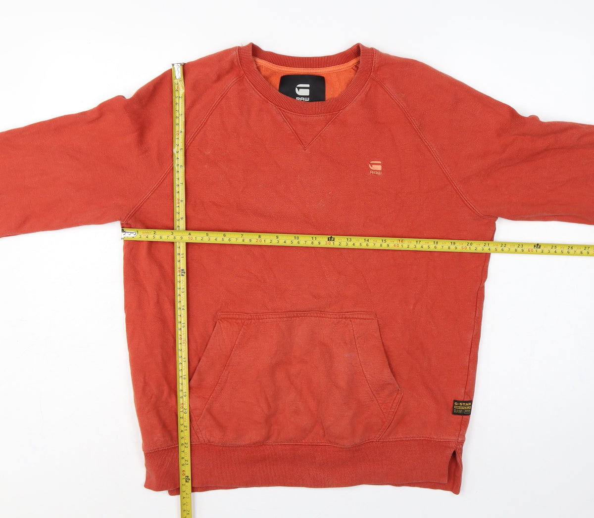 G-Star RAW Men’s Orange M Pullover Crew Neck Logo Sweatshirt
