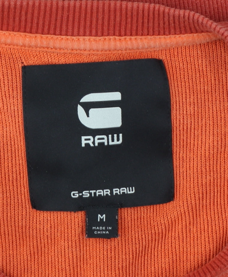 G-Star RAW Men’s Orange M Pullover Crew Neck Logo Sweatshirt