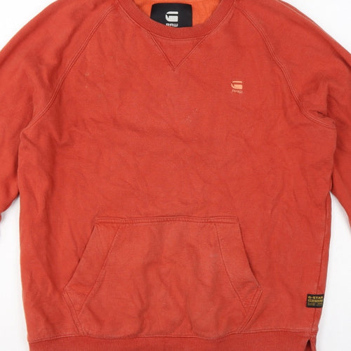 G-Star RAW Men’s Orange M Pullover Crew Neck Logo Sweatshirt