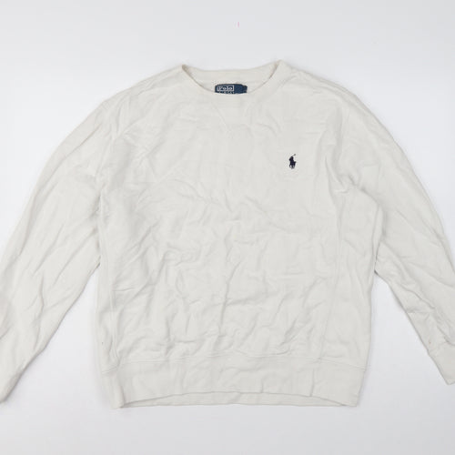 Polo Ralph Lauren Men’s White L Crew Neck Pullover Sweatshirt Logo