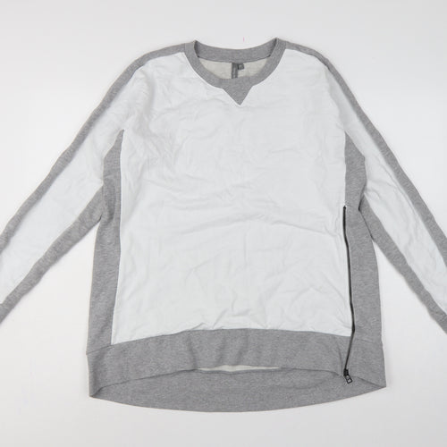 Sweaty Betty Women's Grey White M Colourblock Zip Sweatshirt Pullover
