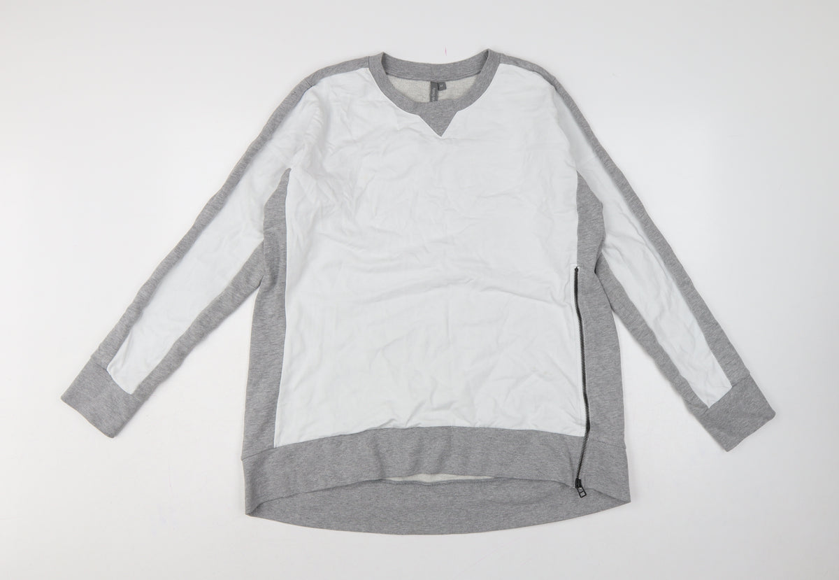 Sweaty Betty Women's Grey White M Colourblock Zip Sweatshirt Pullover