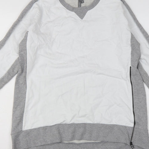 Sweaty Betty Women's Grey White M Colourblock Zip Sweatshirt Pullover