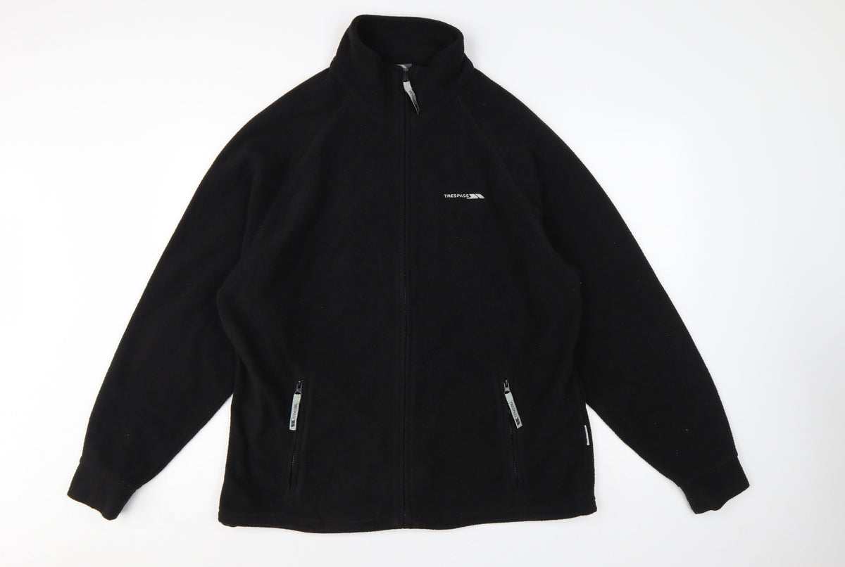 Trespass Men’s Black L Fleece Full Zip Outdoor Jacket Stand-Up Collar