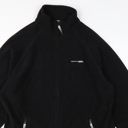 Trespass Men’s Black L Fleece Full Zip Outdoor Jacket Stand-Up Collar