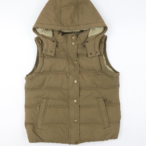 Boden Women’s Brown UK 8 Hooded Down Padded Puffer Gilet Waistcoat