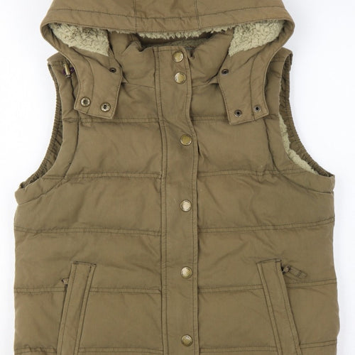 Boden Women’s Brown UK 8 Hooded Down Padded Puffer Gilet Waistcoat
