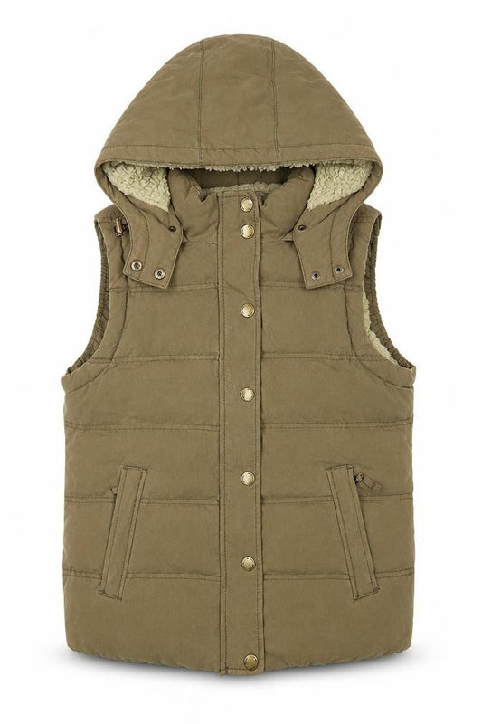 Boden Women’s Brown UK 8 Hooded Down Padded Puffer Gilet Waistcoat