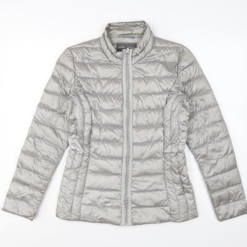 Laura Ashley Women Grey UK 8 Quilted Down Puffer Jacket