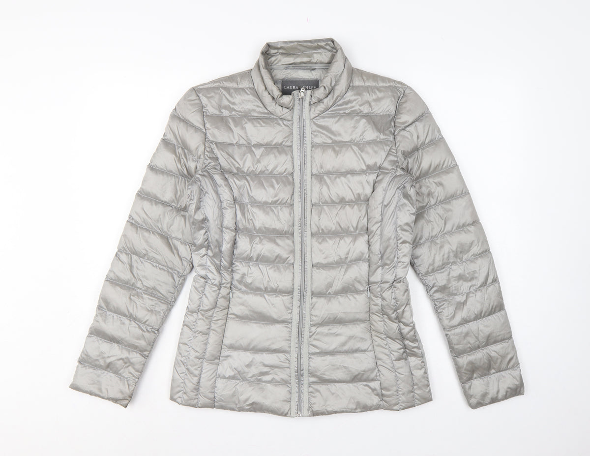 Laura Ashley Women Grey UK 8 Quilted Down Puffer Jacket
