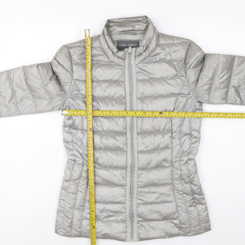 Laura Ashley Women Grey UK 8 Quilted Down Puffer Jacket