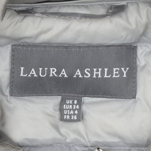 Laura Ashley Women Grey UK 8 Quilted Down Puffer Jacket