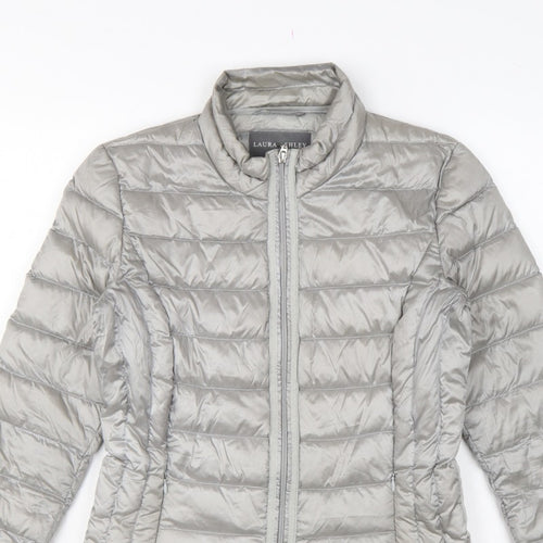 Laura Ashley Women Grey UK 8 Quilted Down Puffer Jacket