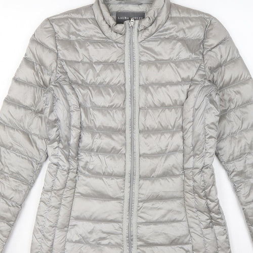 Laura Ashley Women Grey UK 8 Quilted Down Puffer Jacket