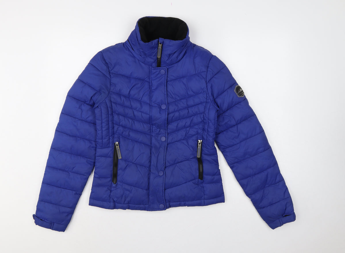 Superdry Women’s Blue UK 8 Puffer Jacket Quilted Insulated