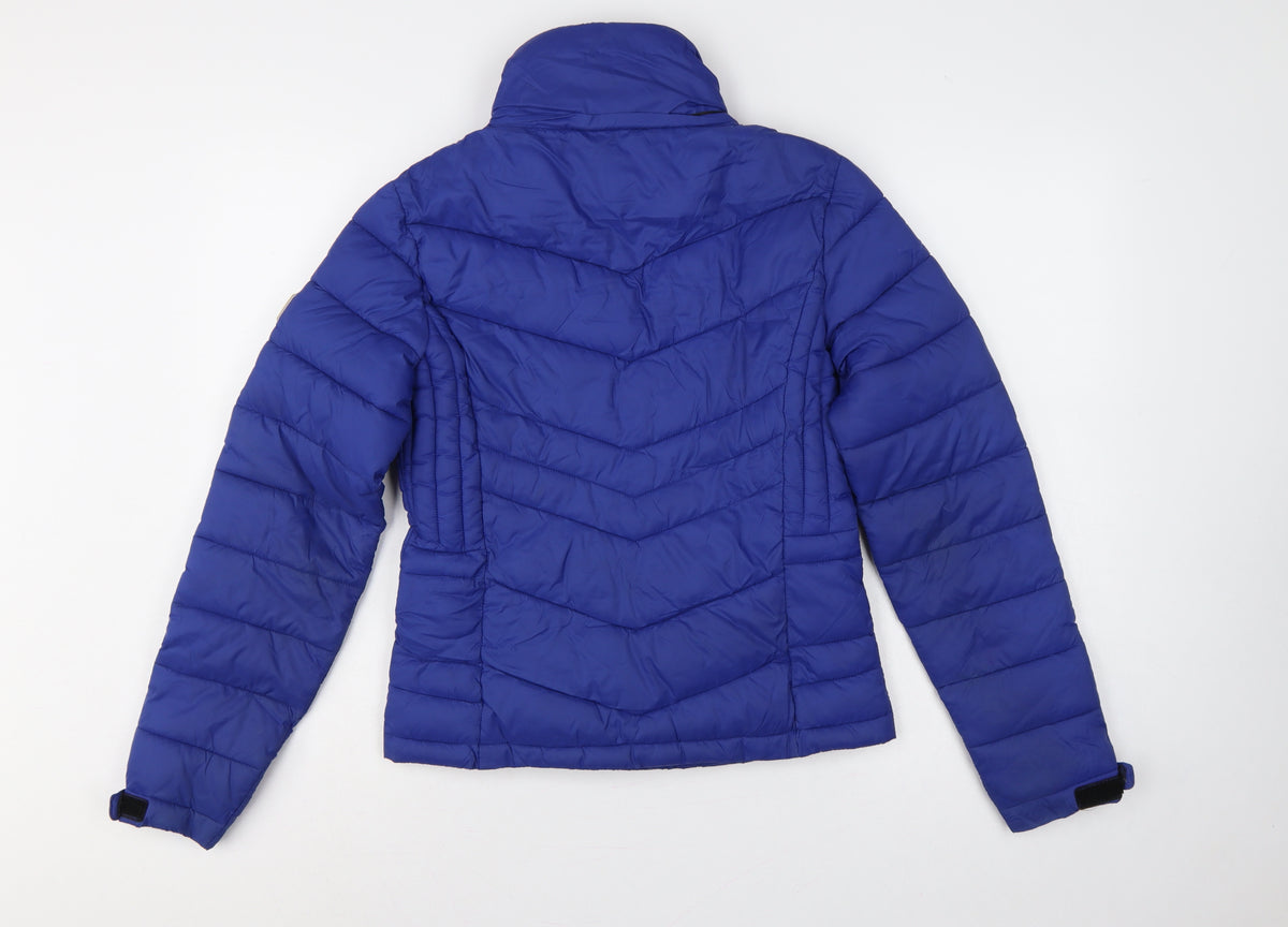 Superdry Women’s Blue UK 8 Puffer Jacket Quilted Insulated