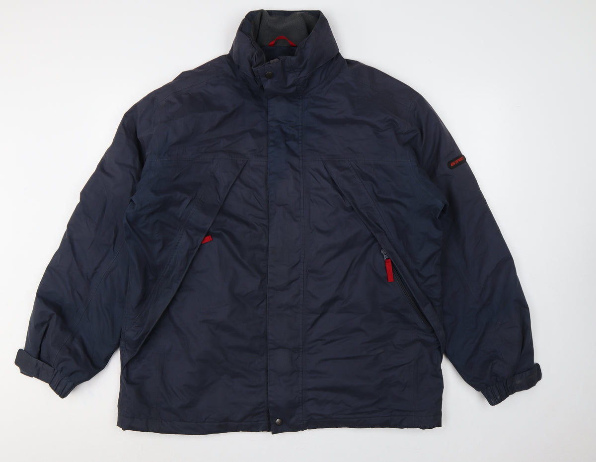 ES Sport Men’s Blue L Padded Parka Jacket Full Zip Outdoor