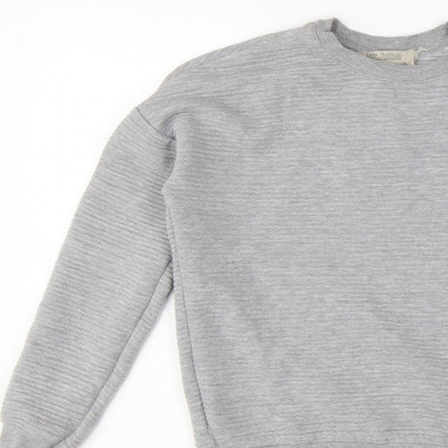 Zara Trafaluc Women Grey S Pullover Crew Neck Sweatshirt