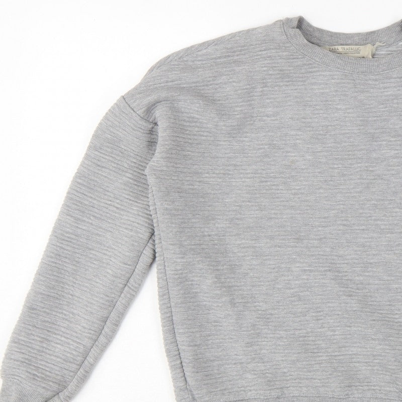 Zara Trafaluc Women Grey S Pullover Crew Neck Sweatshirt