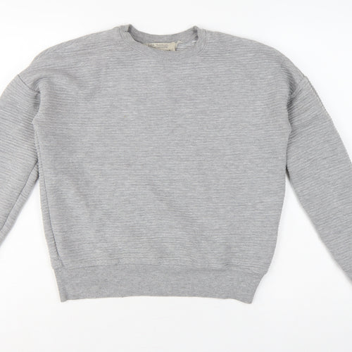 Zara Trafaluc Women Grey S Pullover Crew Neck Sweatshirt