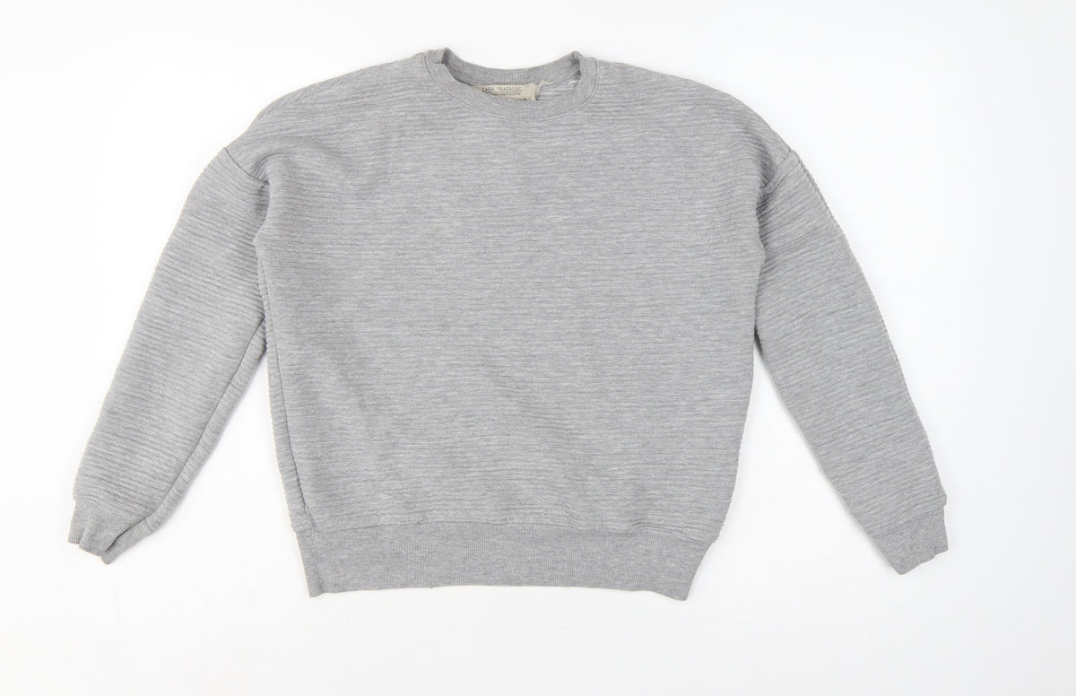 Zara Trafaluc Women Grey S Pullover Crew Neck Sweatshirt