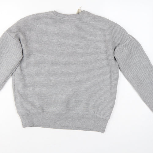 Zara Trafaluc Women Grey S Pullover Crew Neck Sweatshirt
