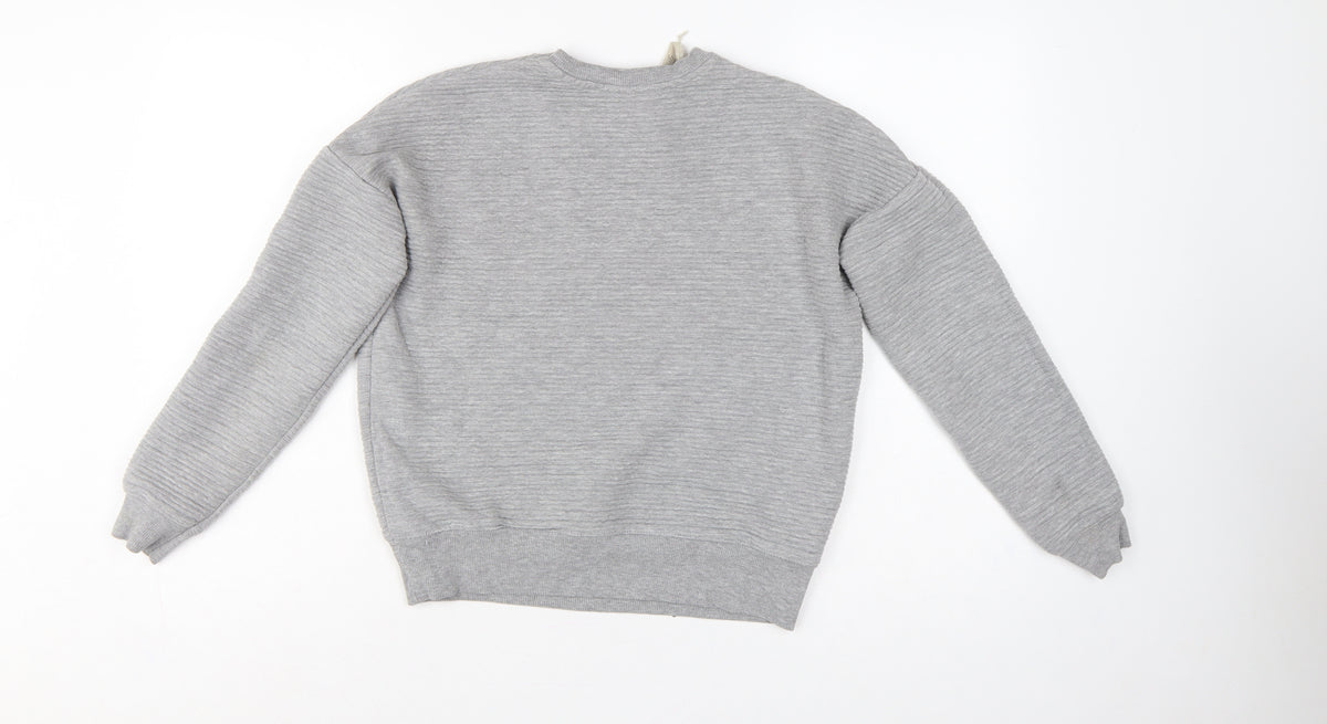 Zara Trafaluc Women Grey S Pullover Crew Neck Sweatshirt