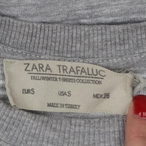 Zara Trafaluc Women Grey S Pullover Crew Neck Sweatshirt