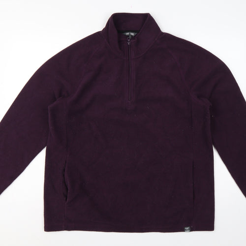 Cotton Traders Men’s Purple L 1/4 Zip Fleece Pullover Sweatshirt