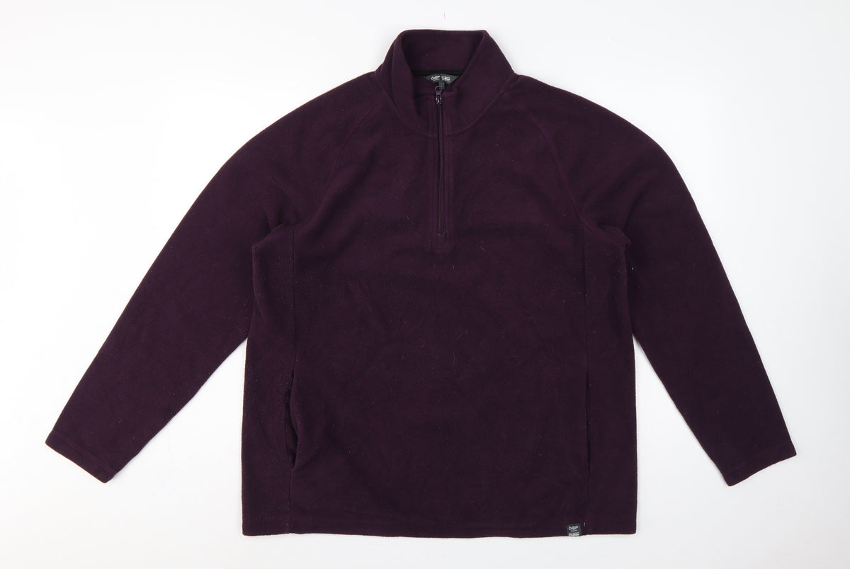 Cotton Traders Men’s Purple L 1/4 Zip Fleece Pullover Sweatshirt