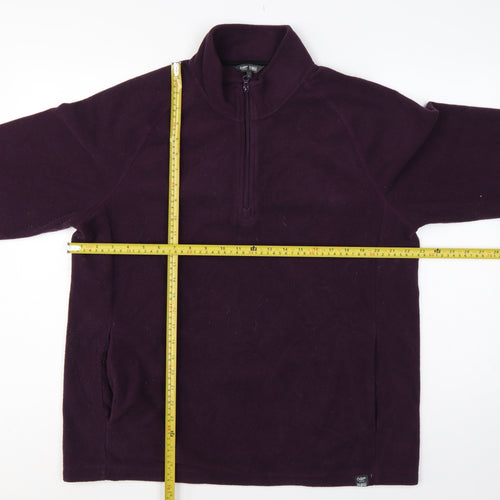 Cotton Traders Men’s Purple L 1/4 Zip Fleece Pullover Sweatshirt