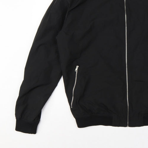 Pull&Bear Men’s Black L Bomber Jacket Full Zip Lined