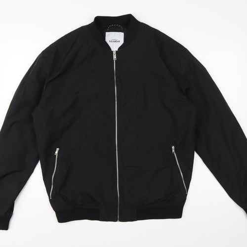 Pull&Bear Men’s Black L Bomber Jacket Full Zip Lined