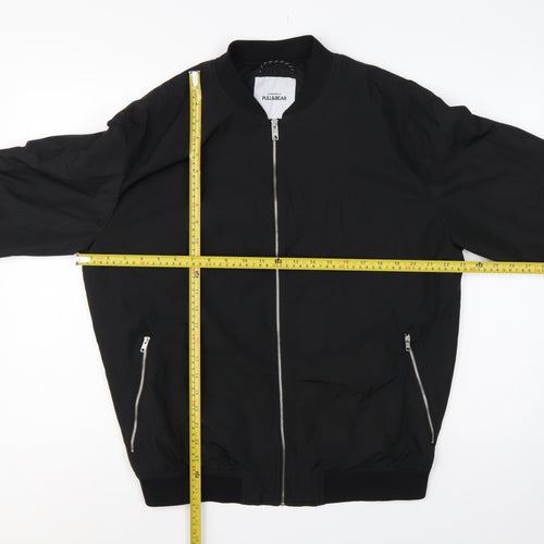 Pull&Bear Men’s Black L Bomber Jacket Full Zip Lined