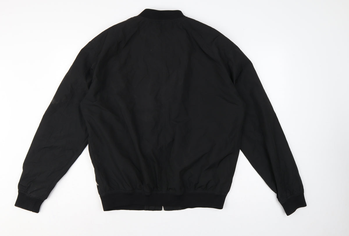 Pull&Bear Men’s Black L Bomber Jacket Full Zip Lined