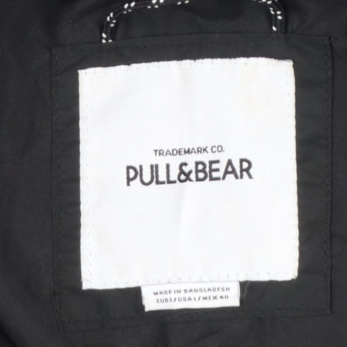 Pull&Bear Men’s Black L Bomber Jacket Full Zip Lined