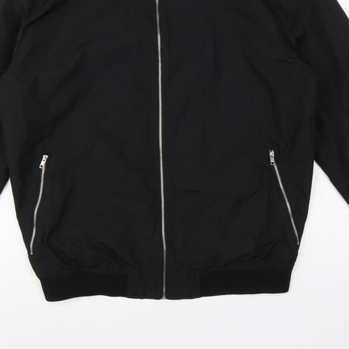 Pull&Bear Men’s Black L Bomber Jacket Full Zip Lined