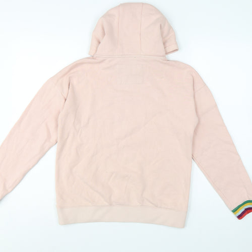 Boden Girls Pink 11-12 Years Pullover Hoodie Glitter Star Rainbow