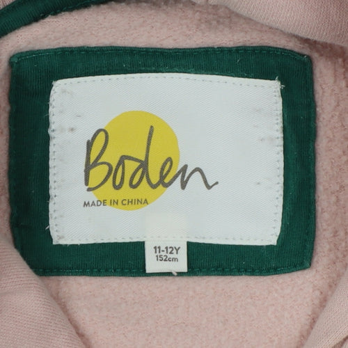 Boden Girls Pink 11-12 Years Pullover Hoodie Glitter Star Rainbow