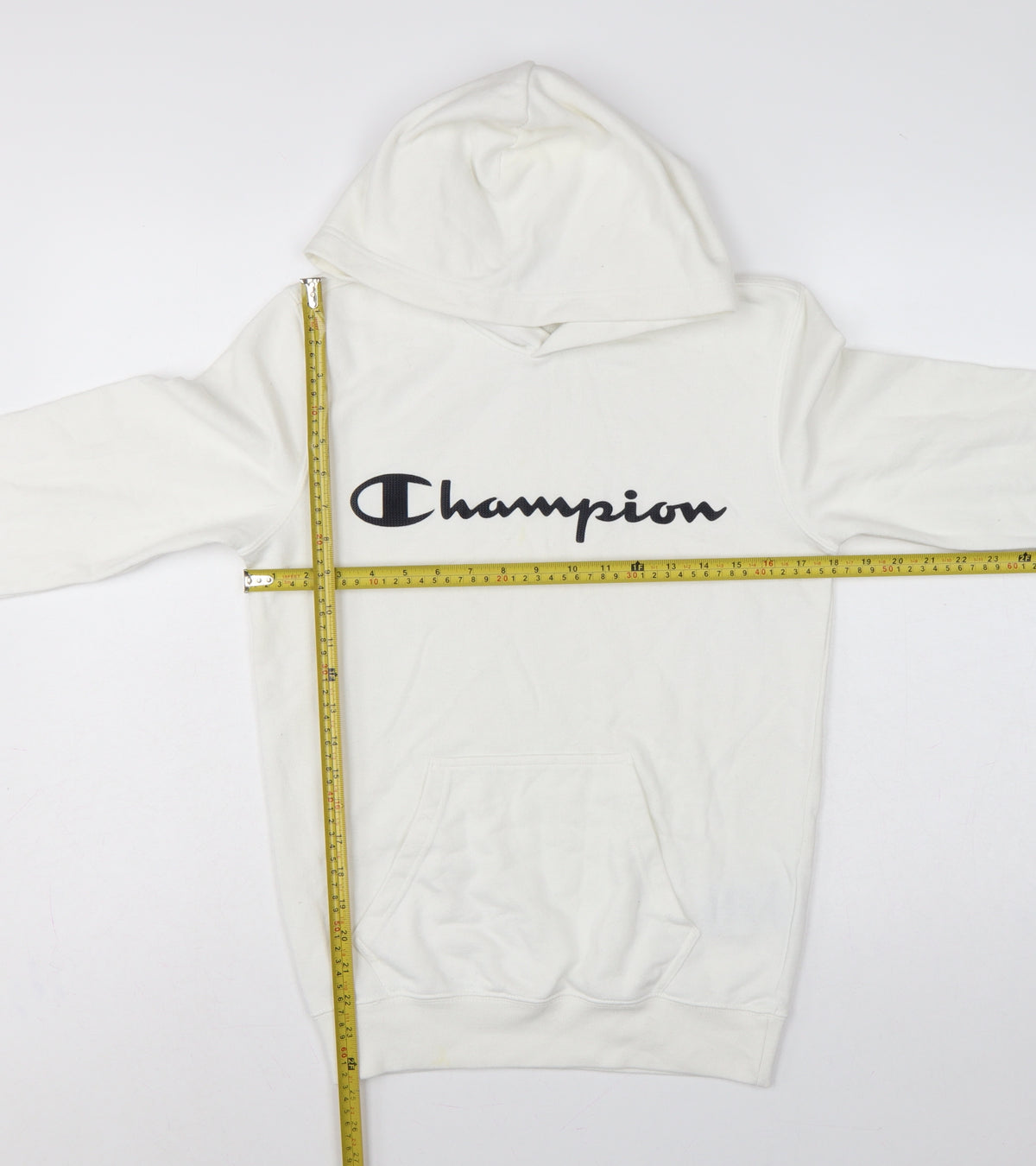 Champion Men’s Ivory XS Pullover Logo Hoodie Hooded Fleece