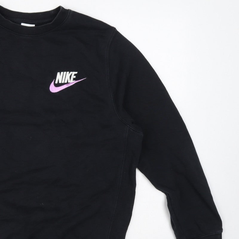 Nike Men Black M Pullover Crew Neck Embroidered Logo Sweatshirt
